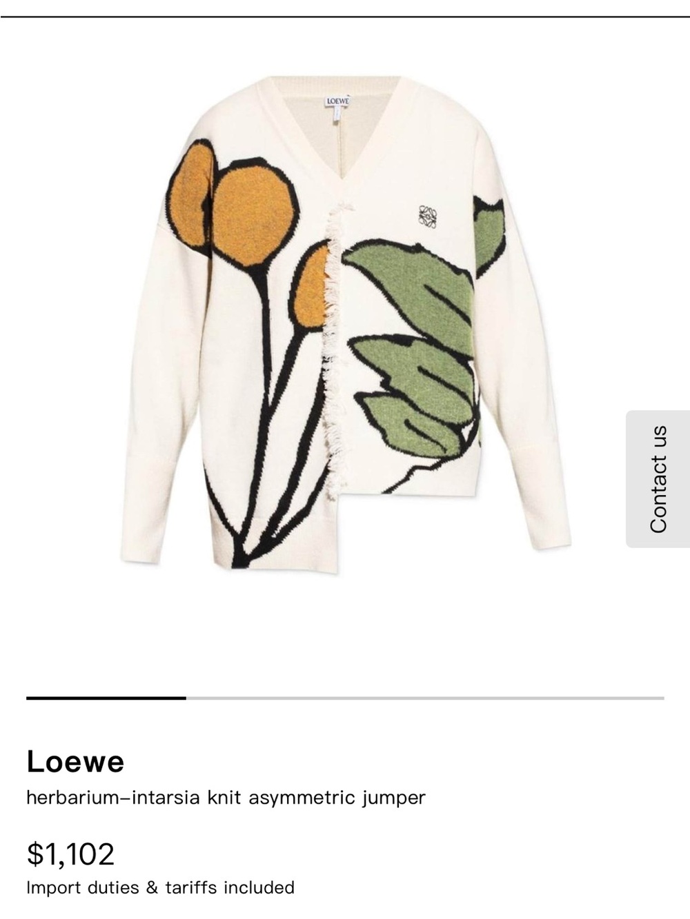 Loewe Herbarium Asymmetric Fringed Intarsia Wool-Blend Sweater - Picture 5 of 5